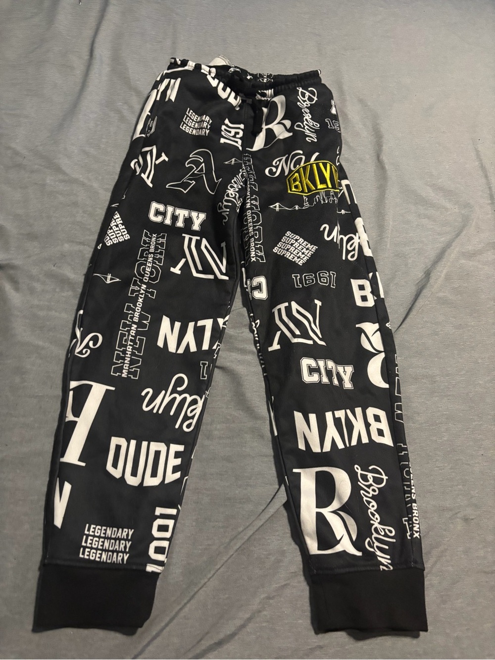 Urban Planet Black BKLYN Graphic Jogger Pants for Kids